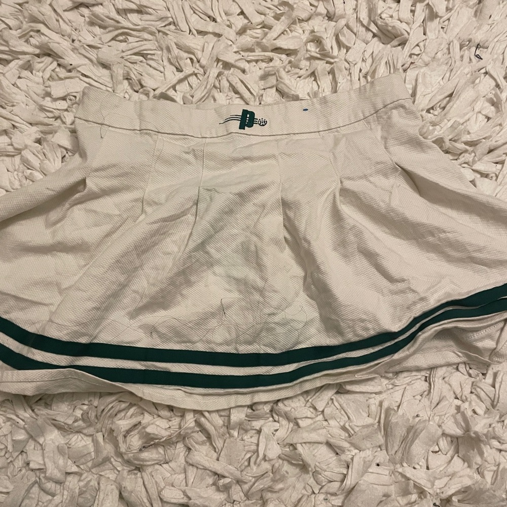 Stylish White Pickleball/Tennis Skirt with Green Trim